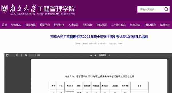 23考研，南京大学金融、电子信息、工程管理等复试成绩公布！