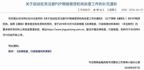 京籍P2P现场检查启动！108项清单逐项执行，北京金融局年底前全面验收