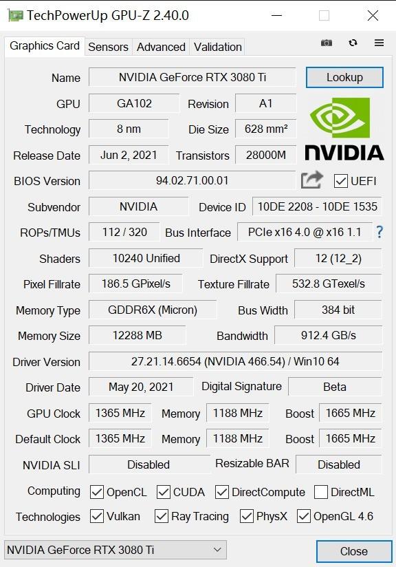 NVIDIA RTX 3080 Ti首测 12G显存版的3090